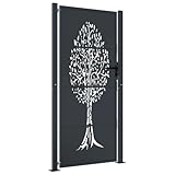 vidaXL Gartentor, Gartentür mit Baum-Design, Abschließbar Hoftor Eingangstor für Garten Terrasse, Tor Zauntor Gartenpforte, Anthrazit 100x200 cm Stahl
