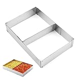 Lunyloer Backrahmen Rechteckig Verstellbar, 1Pcs Edelstahl Backform Rechteckig, Kuchenform Eckig, Tortenring Verstellbar für Backblech Mit Teiler Spatel für Kuchen Pizza Torten Backen Party Dekorieren