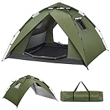 Camping Zelt Automatisches 4 Personen Wasserdicht Kuppelzelt 230 * 230 * 150CM Instant-Zelt Pop Up Sekundenzelt, UV-Schutz, 4 Jahreszeiten Familie Campingzelt 2 in 1 Doppelschichten Familienzelt