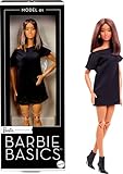 Barbie Basics-Modell 1, Sammlerpuppe mit brünetten Haaren, schwarzem Minikleid und Schuhen, Mode in universeller Passform, beweglichem Körper und austauschbarem Kopf, JBH72