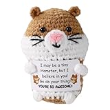 TOYMIS Positiver Hamster, Entzückendes Emotionales Spielzeug mit Ermutigender Karte Anreiztiere Häkeln Kreativer Gestrickter Hamster für Freunde und Familie (Stil 3)