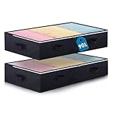 Boic 2 Stück Unterbettkommode, 90L Faltbare Unterbett Aufbewahrungsbox, Aufbewahrungsbox Mit Deckel Bettkasten Aufbewahrung Kleidung Aufbewahrung Für Kissen Kleidung Bettdecken Und Bettwäsche(Schwarz)