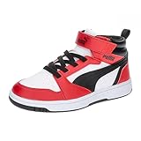 PUMA Unisex Kinder Rebound V6 Mid Ac+ Ps Sneaker, Puma White Puma Black for All Time Red, 34 EU