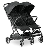 Deryan Rolo X2 Kinderwagen Buggy 2 in 1 - Buggy klein zusammenklappbar - Geburt bis 4 Jahre - Baby Wagen pro Sitz belastbar bis 44kg - Kinderbuggy klappbar - KOMPAKT & FALTBAR - Schwarz