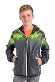 Killtec Jungen lyse by jckt Funktionsjacke Regenjacke mit Kapuze packbar, Neon-grün, 128 EU