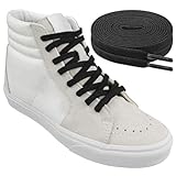 Endoto Elastische Flache ohne Binden Schnürsenkel für Vans Sneaker Schuhe, Dehnbarer Stretchige Breite Ersatz Schuhbänder Laces (Schwarz, 50 Zoll)