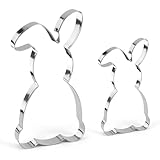 2 Stück Ausstechform Osterhase Groß, Ausstechformen Ostern, Hasen Ausstecher Groß, Hasenform Ausstecher, Keksausstecher Ostern Edelstahl Hasenausstecher, Plätzchen Ausstecher Hase für DIY Osterbacken
