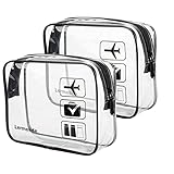 2 Stück Lermende Transparente Kulturtasche, TSA-geprüft Kosmetiktasche, Reise, Handgepäck, Transparente Tasche， Flughafen-konforme Tasche, Reisezubehör Quartgröße, 3-1-1 Kit Gepäcktasche (schwa