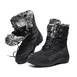 ziitop Winterstiefel Damen Wasserdicht Warm Gefütterte Schneestiefel Schnürsenkel Rutschfeste Winterschuhe Arbeiten Camping Stiefel Outdoor Trekking Wanderschuhe