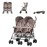 Chipolino Zwillingskinderwagen Double Point klappbar Korb Sonnendach Frontbügel beige