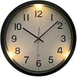 eYotto Beleuchtete Wanduhren für Schlafzimmer, 30,5 cm, leise, im Dunkeln leuchtende Wanduhr, batteriebetrieben, Nachtlicht, großes Display, Uhr für Wohnzimmer, Küche, Geschenk