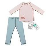 LaLoona Baby UV Schutz Badeset | Lange Badehose und Schwimmshirt mit UPF 80+ | UV Kleidung schnelltrocknend & Oeko-TEX Standard 100 geprüft - Rosé/Hellgrün - 86/92