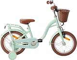 AMIGO Fairy - Kinderfahrrad Mädchen - 14 Zoll - Mit Stützräder, Rucktrittbremse und V-Brake - ab 3-5 Jahr - Mintgrün