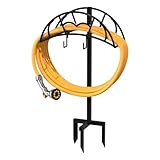 VyGrow Gartenschlauchhalter Freistehend, Robuster Metall-Wasserhalter für den Außenbereich, Abnehmbarer Aufbewahrungsständer, Schwarz