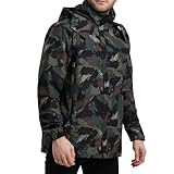 PYALT Herren Regenjacke Wasserdicht Atmungsaktiv Outdoorjacke Windbreaker mit Kapuze Leichte Freizeitjacke Fahrrad Regenjacke für Wandern Reisen Grün L