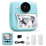 CalineGam Kinderkamera Sofortbildkamera, 48MP Sofortbildkamera Kinder mit 32GB Karte & Druckpapier, 1080P Digitalkamera Kinder, Geschenke für Jungen und Mädchen 3-12 Jahre (Blau)