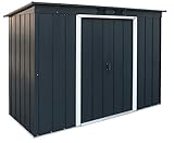 Duramax ECO 8 x 4 (2.85 m²) Metallgerätehaus mit Steildach, Gartenhaus aus feuerverzinktem Metall - Geräteschuppen, robuste und verstärkte Dachkonstruktion, wetterfester Metallschuppen, Anthrazit
