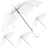 Hestya 4 Stück Transparenter Hochzeitsschirm Durchsichtiger Regenschirm für Braut Halbautomatischer, Durchsichtiger mit Kuppel Für Damen und Herren,Braut, Brautjungfer, Bräutigam, Party