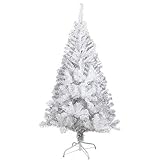 COOSNUG 150cm Weihnachtsbaum Künstlich Weiss unechter Tannenbaum mit Metall Christbaum Ständer Schwer entflammbar