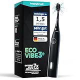 happybrush® Schallzahnbürste Eco Vibe 3+ – 'Die Höhle der Löwen' – TESTSIEGER – Elektrische Zahnbürste mit 8 Wochen Akku – Ultraschall Zahnbürsten – Allblack