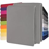 CelinaTex Jersey Topper Spannbettlaken Lucina 200x200-200x220cm dunkel grau 100% Baumwolle gekämmt bis 12cm Matratzenhöhe Spannbettbezug, Leintuch, Bettlaken, elastisch, Strech, Oeko-Tex