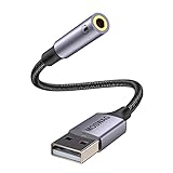 MOSWAG USB auf 3,5 mm Klinke Audio Adapter,Externe USB A Soundkarte auf 3,5 mm Aux Stereo Konverter Adapter,kompatibel mit Kopfhörer, PC, Laptop, Linux, Desktop, PS4 und andere Geräte