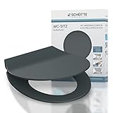 SCHÜTTE WC-Sitz Duroplast SLIM ANTHRAZIT, Toilettensitz mit Absenkautomatik und Schnellverschluss für die einfache Reinigung, besonders flache Form, maximale Belastung 175 kg, SLIM ANTHRAZIT 82704