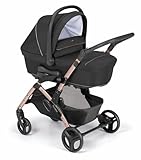 CAM Kinderwagen Fluido Easy Kombi 3 in 1 | Schwarz | Sportwagen | inkl. Babyschale & Auto-Kindersitz, Farbe:Schwarz