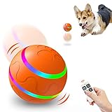Lacyie Interaktives Hundespielzeug ball, Automatisch Ball für Hunde der sich selbst bewegt, 360° Rollen Elektrisch Ball mit LED-Licht, USB Wiederaufladbares, Smart Wicked Ball für Katzen Hunde, Orange