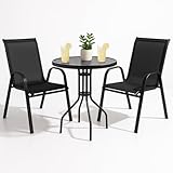SPRINGOS Gartenmöbel Set 2+1 2 Personen mit Wasserdichtem Tisch 2 Stühlen Schwarz für Balkon Terrasse