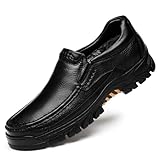 WNUKATO Herrenschuhe Winter gepolstert warm Loafers Klassische Business Casual Lederschuhe Schwarz-1 45 EU