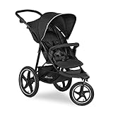 Hauck Kinder Buggy Runner 2, Große Luftreifen 3 Rad, Bis 25 kg, mit Liegefunktion und Netzfenster, UV-Schutz 50+, Höhenverstellbar, Zusammenklappbar, Großer Korb, Schwarz, 1 Stück (1er Pack)