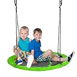 Outsunny Nestschaukel Ø110 cm, Hängeschaukel bis 100 kg, verstellbar Kinderschaukel, Kinderschaukel Garten-Schaukel Tellerschaukel für 3-12 Jahre Kinder, Grün