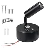 AXVRAV 12V LED Leselampe Wohnmobil, Drehbare Bettlampe Wandlampe mit USB A+C-Anschlüssen, Touch Control 3 Farbmodi und Dimmbar für Boot Auto Camper Van Yacht Wohnwagen Innenbeleuchtung, Schwarz