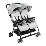 Chicco OHlalà Twin Geschwisterwagen von Geburt bis 15 kg, Kinderwagen für Zwillinge und Geschwister, Verstellbarer Faltbarer Zwillingsbuggy, Regenschutz und Ausziehbares Verdeck