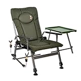 Carp Angelstuhl Campingstuhl F5R ST/P Stuhl Deluxe Karpfen Angler Campingstuhl mit extra Höhe und Tisch Angelrutenhalter, Polyester