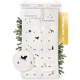 Amari ® Adventskalender zum Befüllen Black & White - XXL Wandkalender (70 x 130 cm) mit 24 Fächern zum Basteln für Weihnachten - Adventskalender zum Aufhängen Stoff - Weihnachtskalender