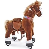 PonyCycle Offizielles mechanisches Pferdespielzeug Kinderfahrrad Kinderroller (mit Bremse und Klang/ 90 cm Höhe/Größe 4 für Alter 4-8) Pony-Fahrradfahrt auf braunem Pferd Plüschtier Modell Ux424