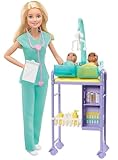 Barbie You Can Be Anything Serie, Baby Doctor, Barbie-Puppe mit blondem Haar, zwei Babys, Arztkleidung, Barbie-Zubehör, 3 Barbie-Puppen enthalten, Geschenk für Kinder, Spielzeug ab 3 Jahre,GKH23