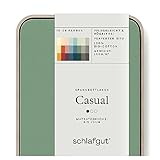 Schlafgut Casual Spannbettlaken 90x190cm bis 100x200cm - 100% Biobaumwolle, Oeko-TEX Zertifiziert, Green Mid, Matratzenhöhe bis 25cm