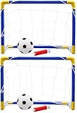 2 x Mini-Fußballtor-Set für Kinder – Junior-Fußballtor mit Netz, Ball und Pumpe – ideal für Garten und Indoor-Spielen – Fußballtraining für Kleinkinder, Jungen und Mädchen ab 3 Jahren