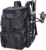 Generisch Angeltache Groß mit Rutenhalter Angelrucksack mit Rutenhalter mit 42L Kapazität Angelkoffer wasserdicht für Angelbedarf