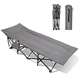 Sekey Campingbett klappbar mit Polster & Seitentasche, bis 190 x 71 x 36 cm, überbreite Liegefläche, Campingliege/Sonnenliege für Outdoor & Indoor – ideal für Garten, Camping, Festival und Reise