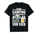 Camping Bier Vor Vier Spruch Zelten Wohnmobil WoMo Spaß T-Shirt, Herren, Schwarz, XL