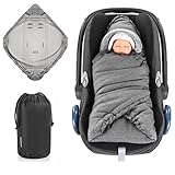 Zamboo Einschlagdecke für Babyschale und Kinderwagen - praktische Alternative zum Baby Winter-Fußsack, weiches und wattiertes Thermo Fleece - Grau (Basic)