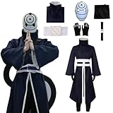 XLJLKJDS Herren Anime Uchiha Obito Cosplay Kostüm mit Maske Charakter Robe Kimono Uniform Erwachsene Set Dress Up Outfits Umhang Anzug Halloween Karneval Party Stuff