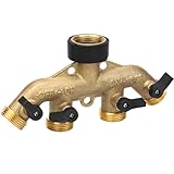 BHHTBB Wasseranschluss Verteiler 3/4 Wasserverteiler 4fach Messing, 4 Wege Wasserhahn Wasserverteiler Gartenschlauchverteiler mit Einzelnen EIN Aus Ventilen Für Geräte/Gartenschläuche