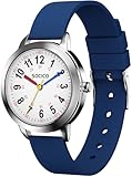 SOCICO Lernuhr Kinder Armbanduhr, 3ATM/30M wasserdichte Kinderuhr für Jungen Mädchen,Kinderuhr Analog Zeit Lernen Erntedankfest Weihnachtstag Geschenk (Blau)