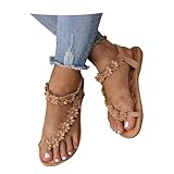 Zehentrenner,Orthopädische Sandalen Damen Elegant Coole Mit Fussbett Sandaletten Bequem Boho Flip Flops Flache Schuhe Slingback Weichen Flache Lässige Offene Zehentrenner Sommerschuhe Strandschuhe