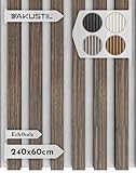 Akustikpaneele aus Echtholz 240x60 cm – 12 Farben – Schallschutz & Wandverkleidung für Wohnzimmer, Schlafzimmer & Büro – Modernes Designpaneel (Grau Zebrano)